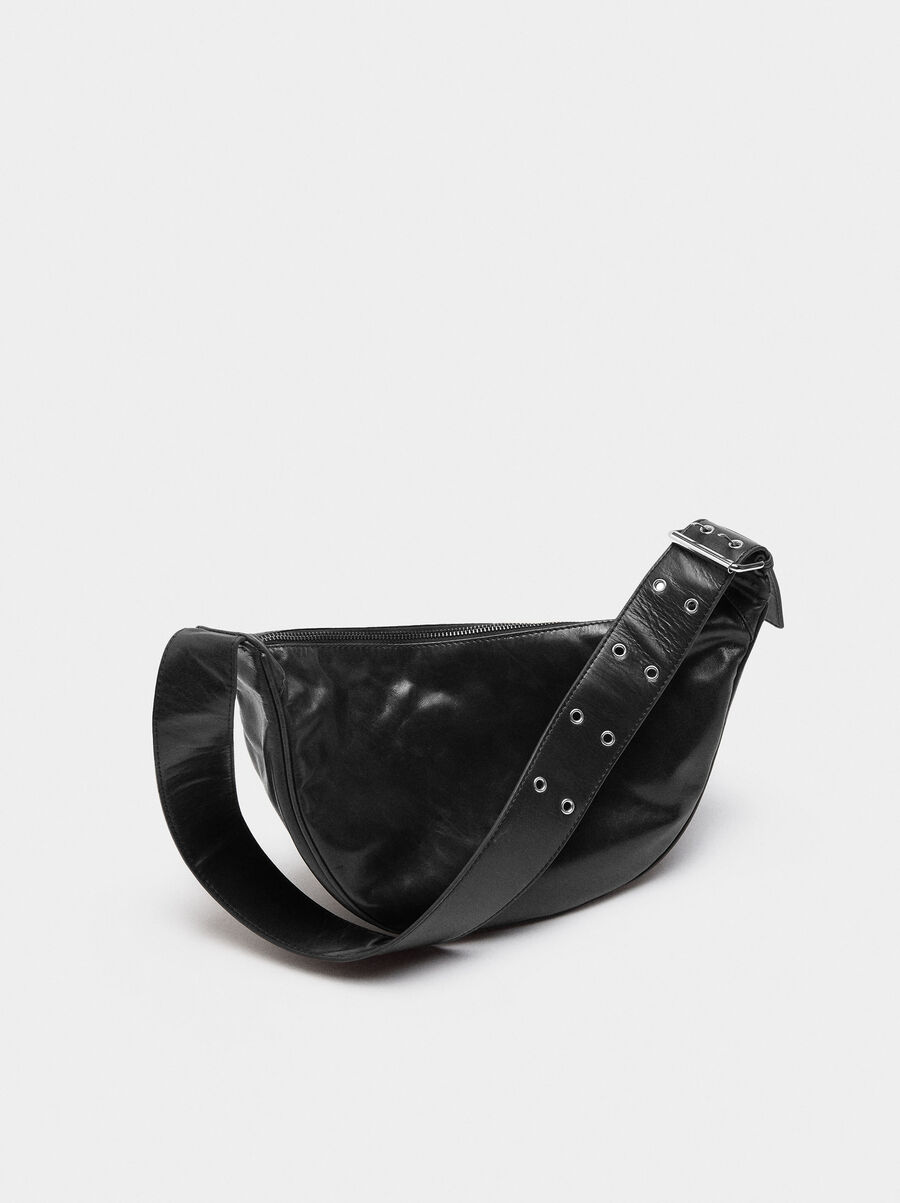 Leather hobo bag with studs