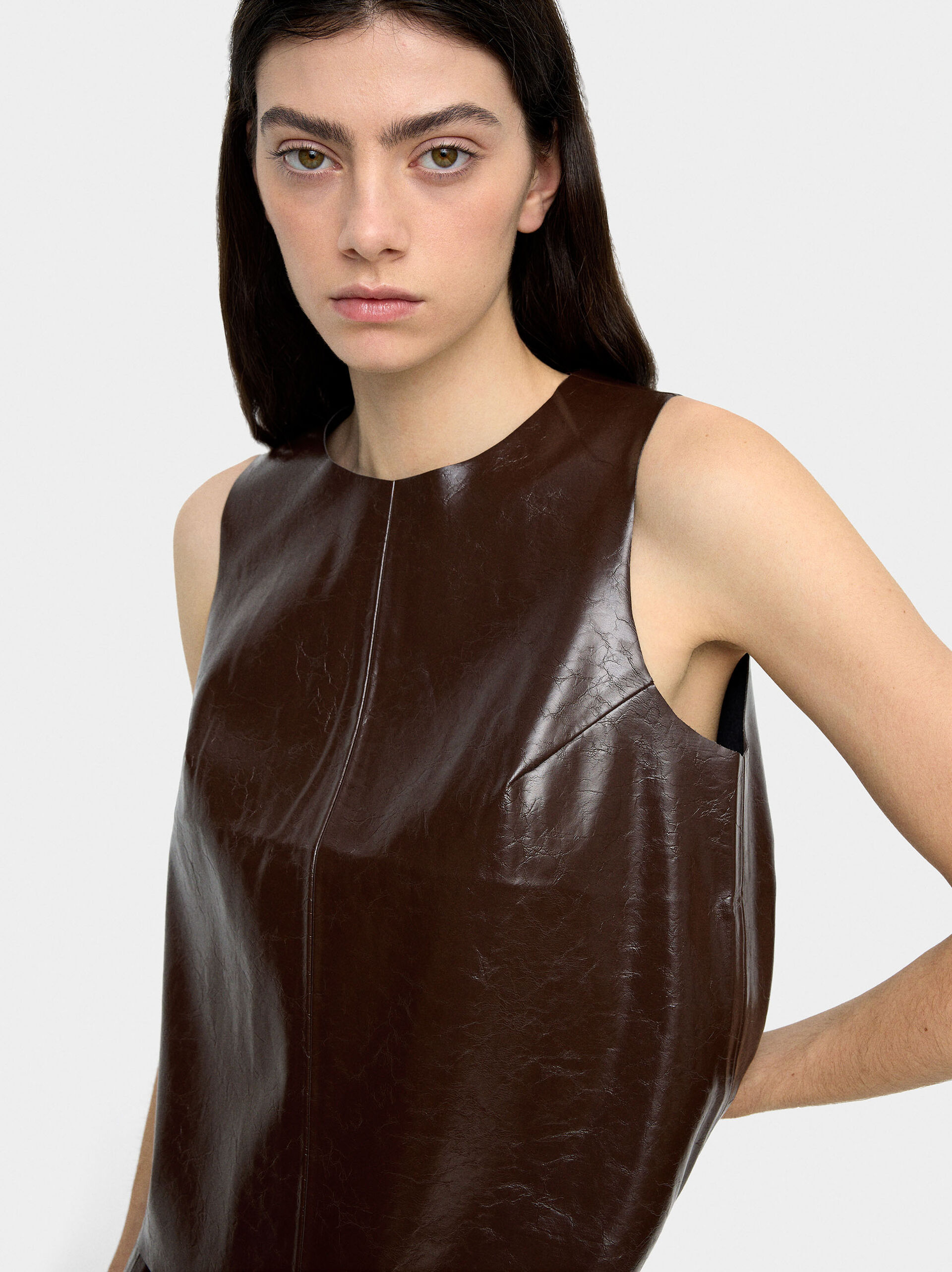 Top with leather effect image number 0.0