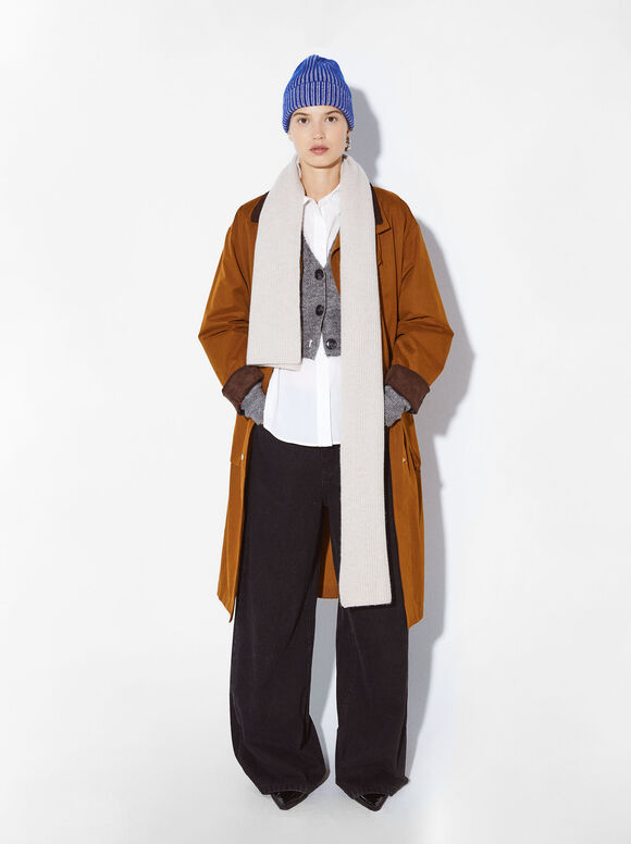 100% Cashmere Scarf, Ecru, hi-res