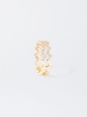 Zig Zag Ring With Crystals
