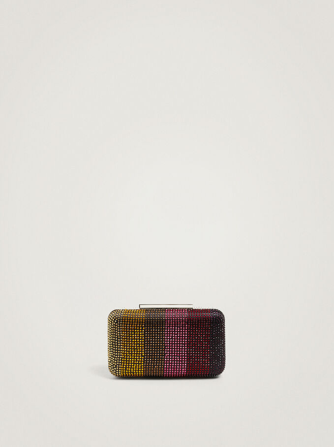 Party Clutch Bag With Strass, Multicolor, hi-res