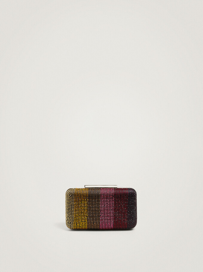 Party Clutch Bag With Strass, Multicolor, hi-res