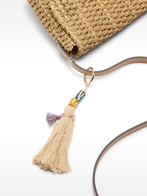 Crossbody bag with straw effect