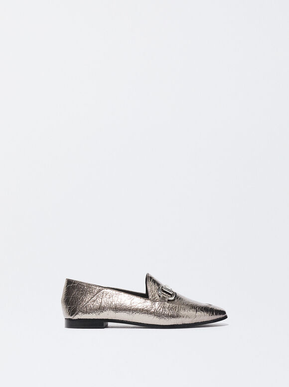Loafers With Buckle, Silver, hi-res