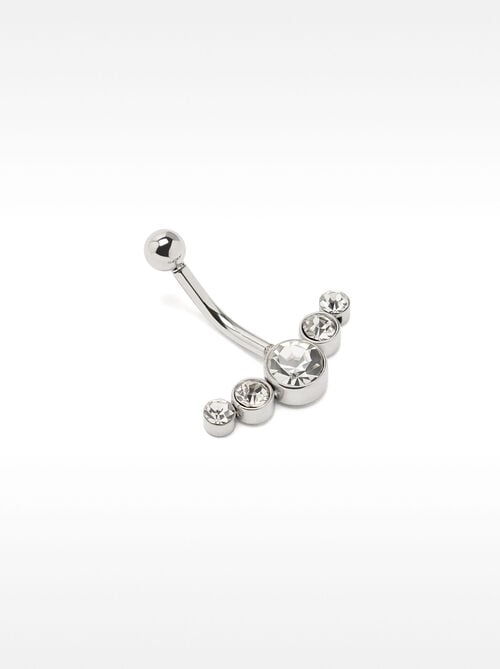 Piercing de ombligo con círculos de cristal – acero inoxidable