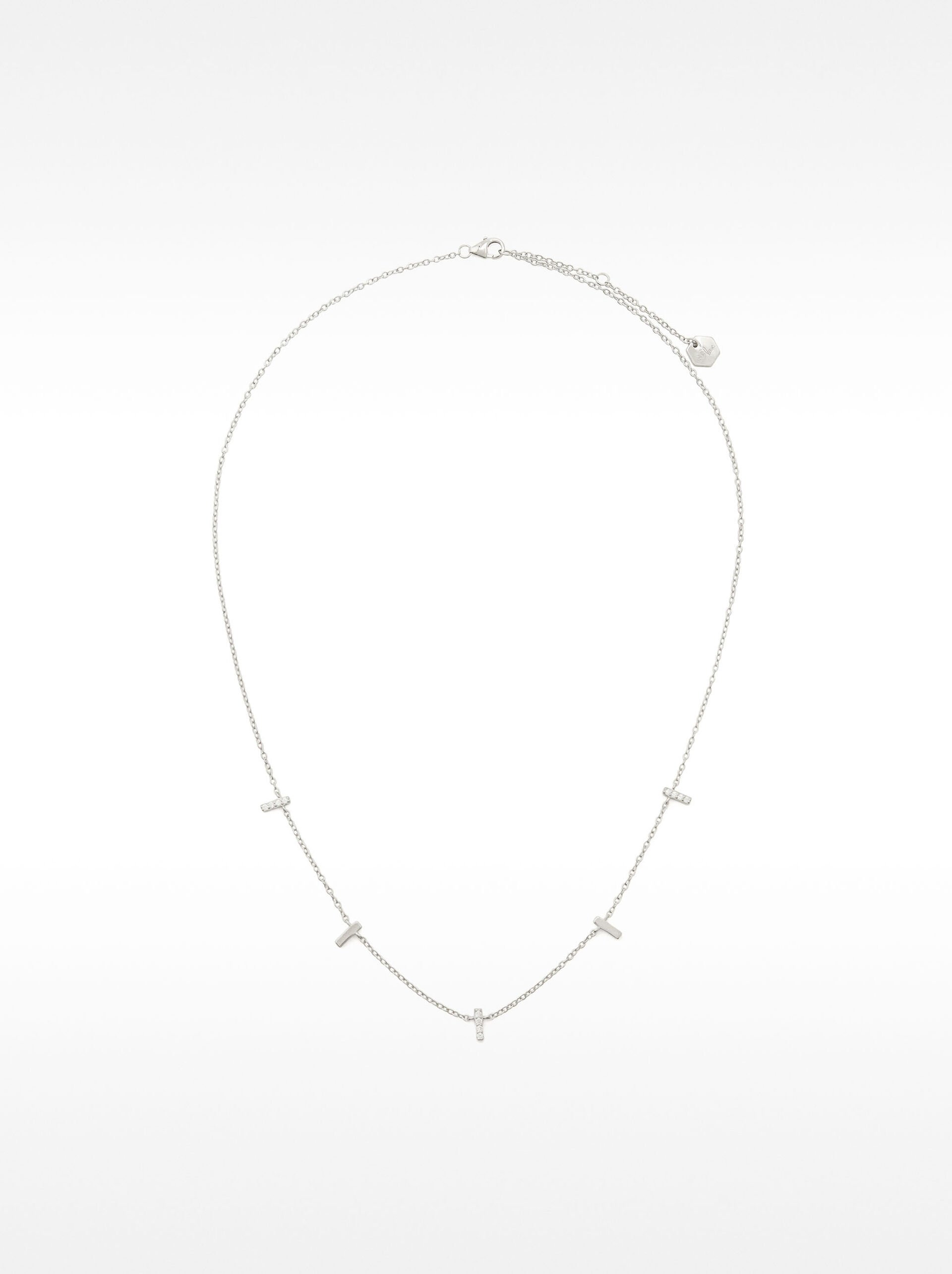 Necklace with bars and zirconia – 925 sterling silver image number 2.0
