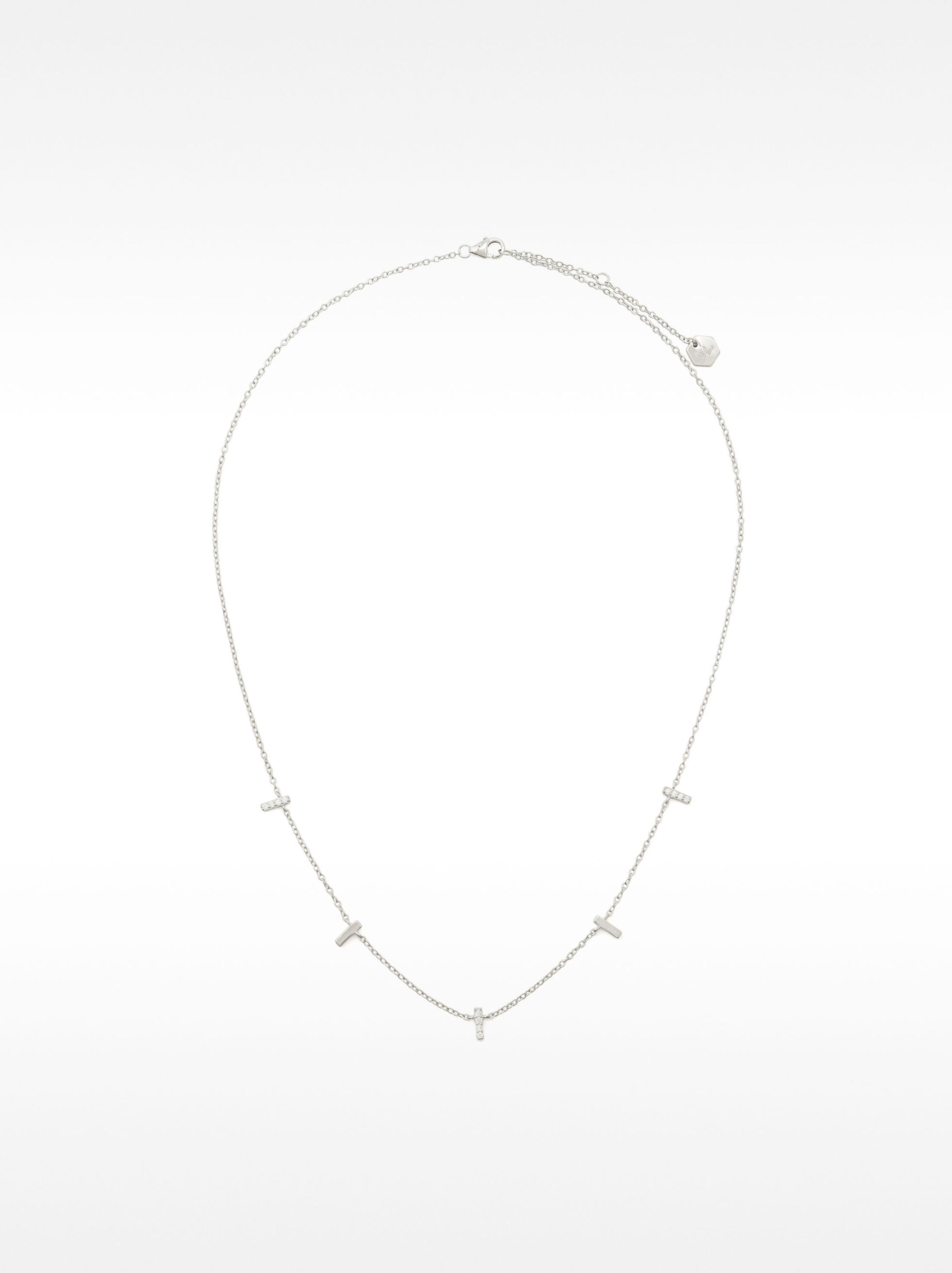 Necklace with bars and zirconia – 925 sterling silver image number 2.0