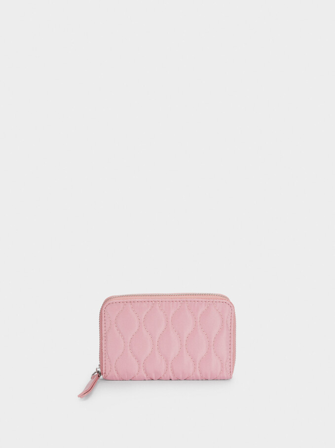 Quilted Nylon Small Wallet, Pink, hi-res