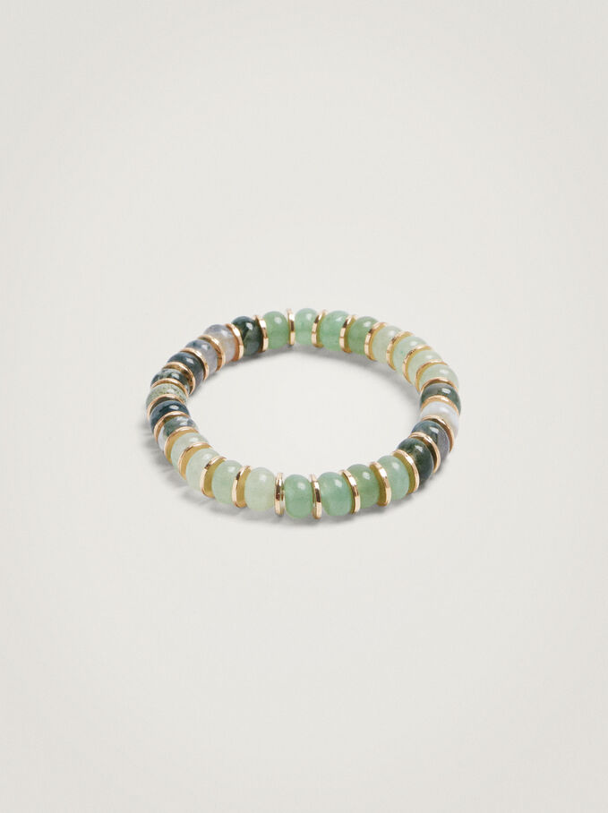 Elastic Bracelet With Stone, Green, hi-res