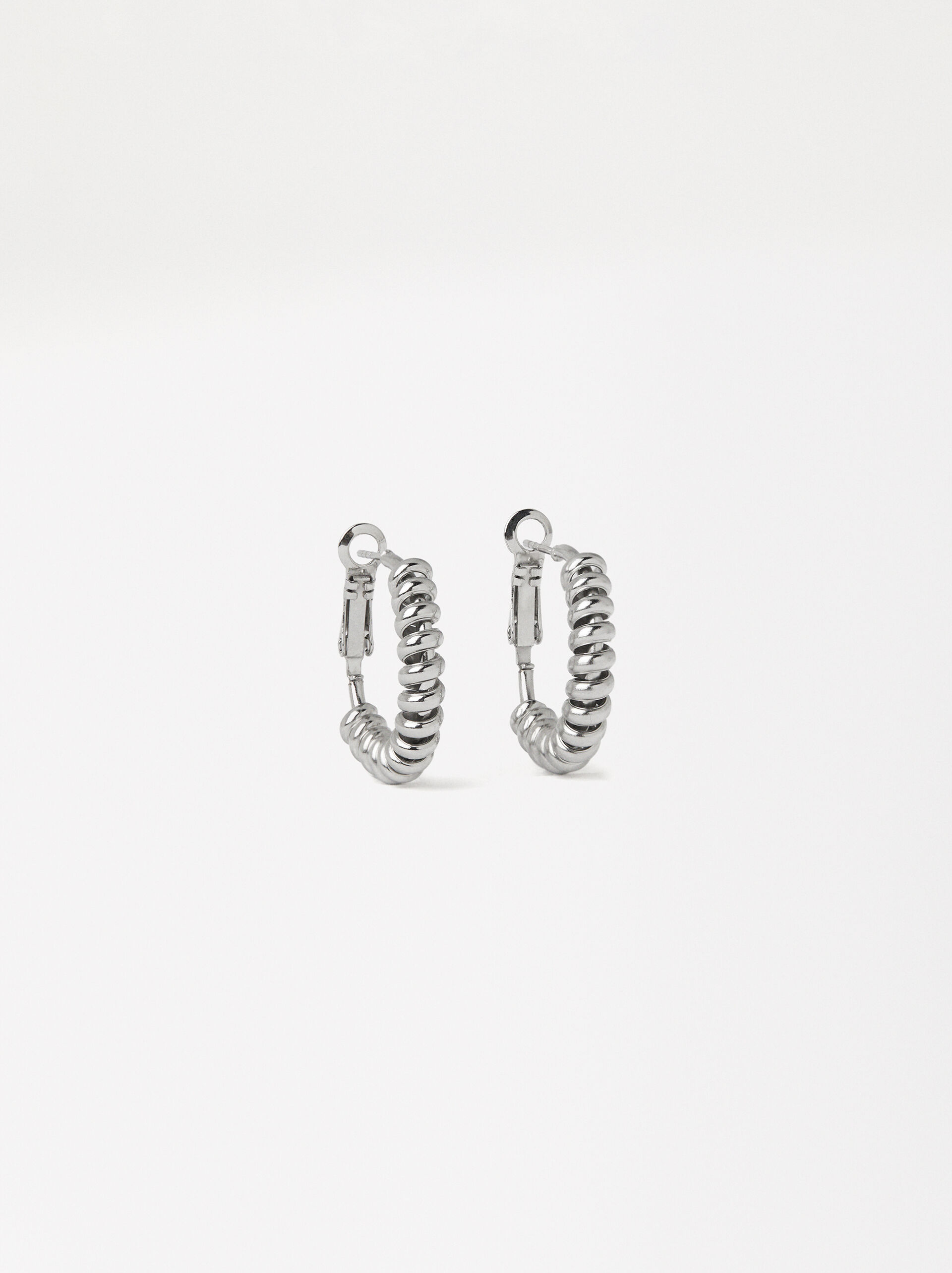 Spiral Stainless Steel Hoop Earrings image number 1.0