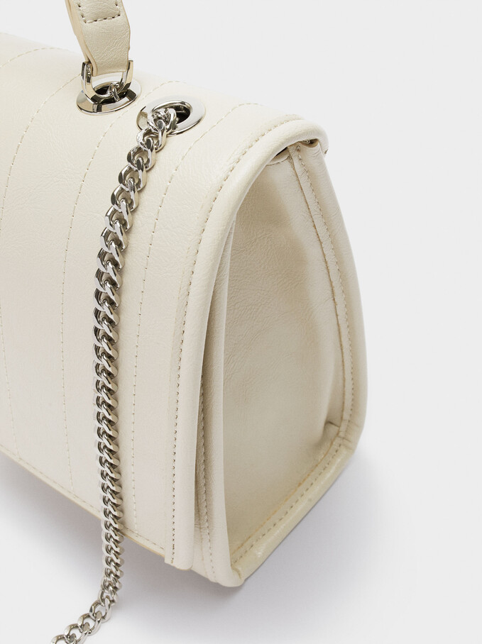 Shoulder Bag With Contrast Strap, White, hi-res