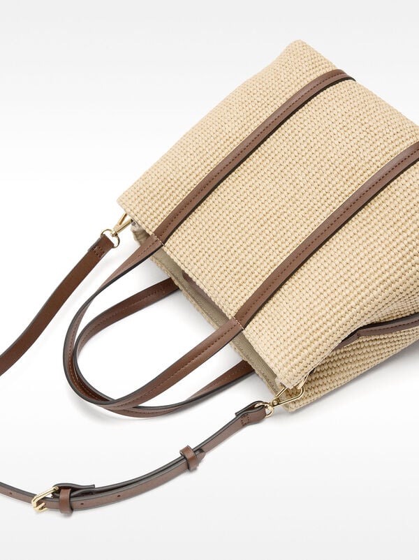 Raffia effect tote bag