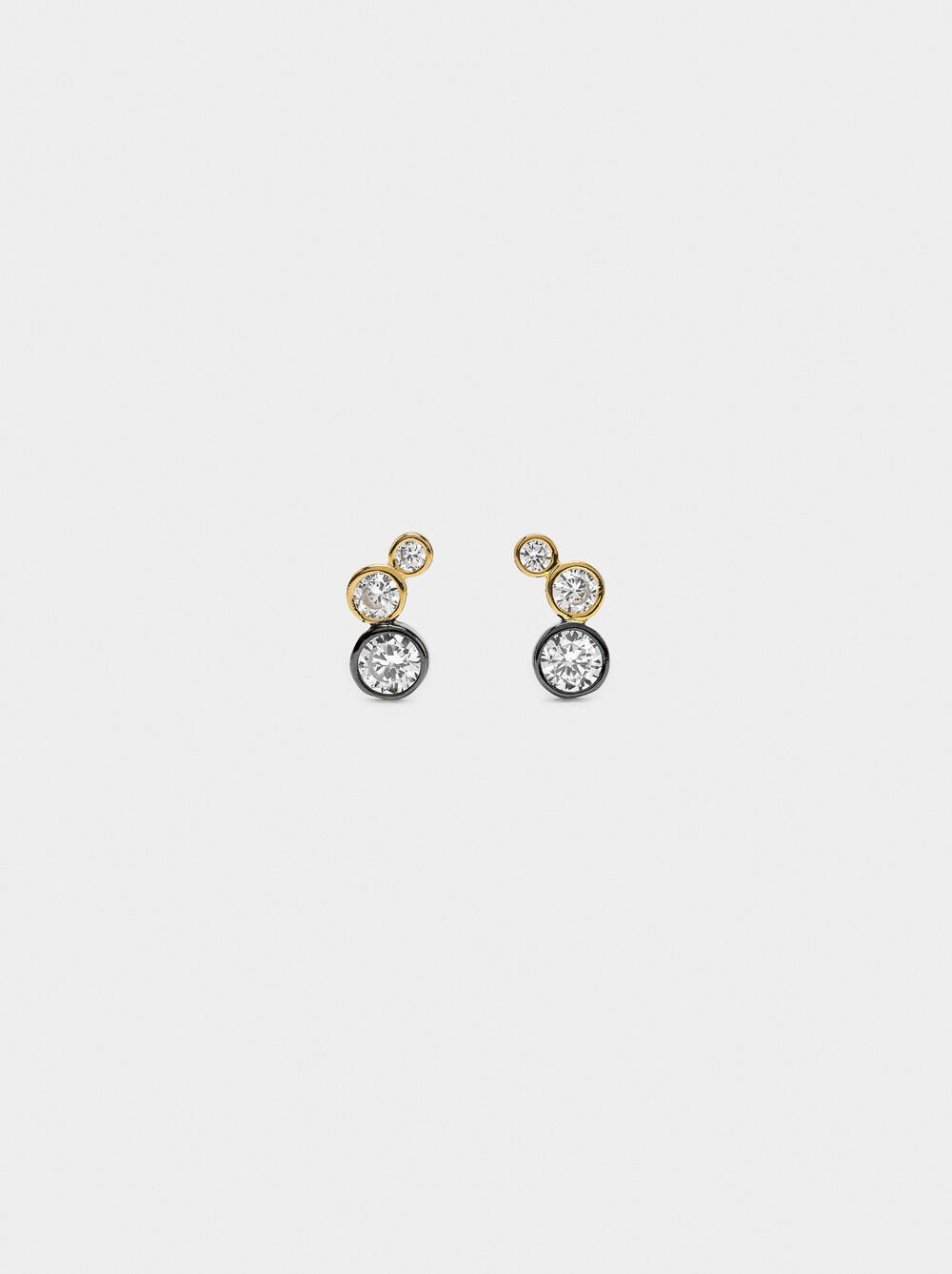 Bicolor earrings with cubic zircons - 925 sterling silver