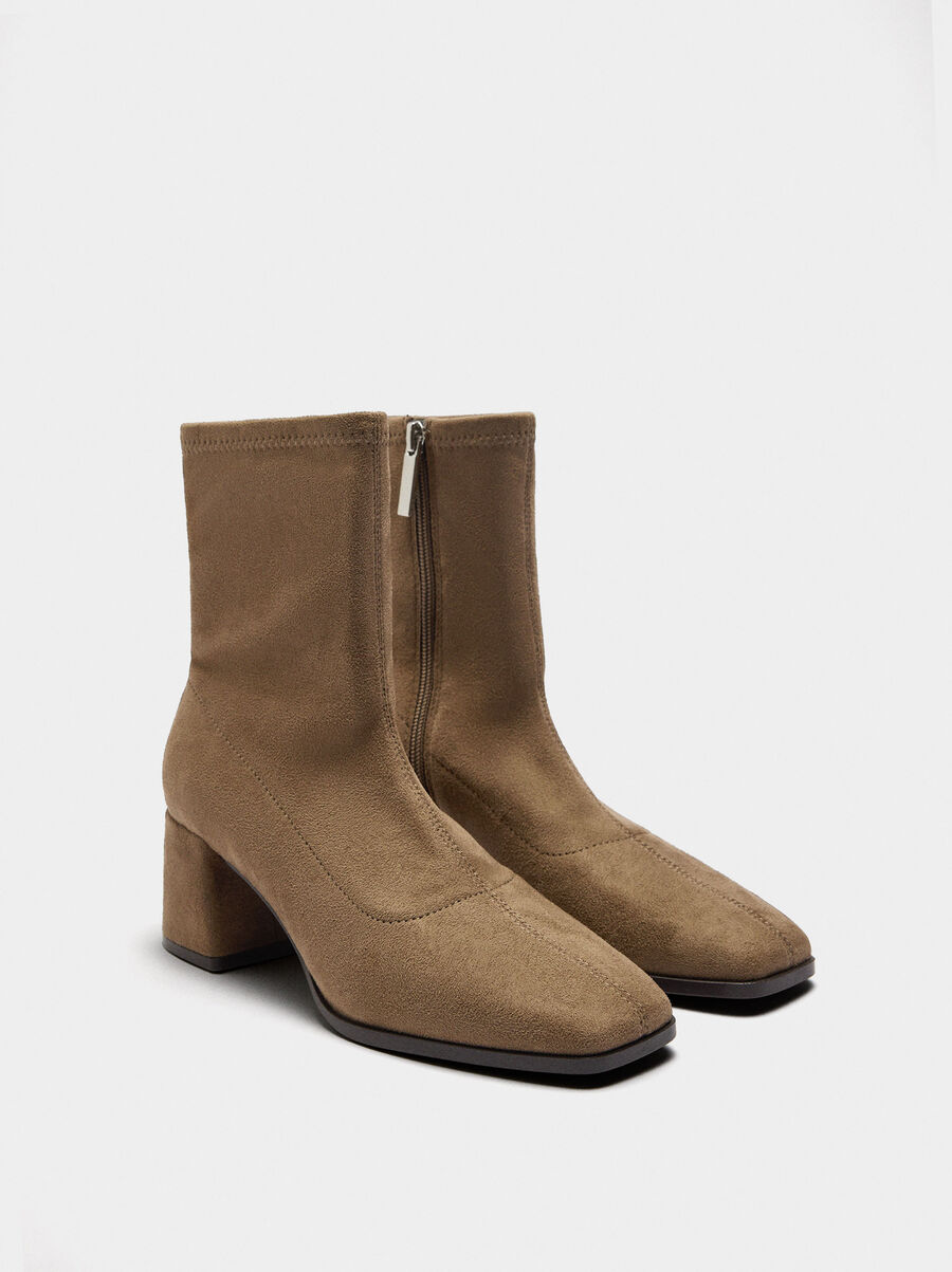 Suede effect ankle boots