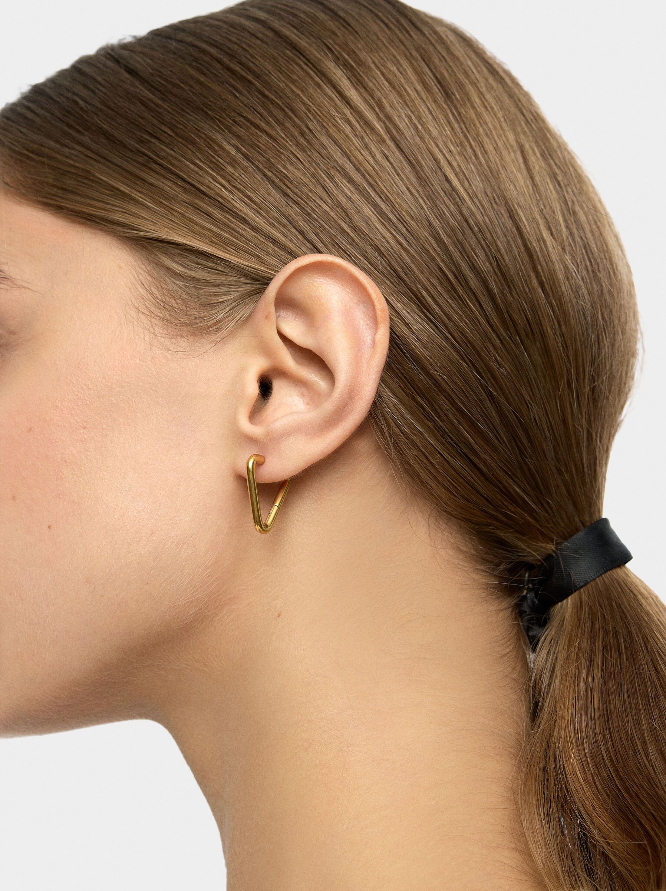 Elongated hoop earrings - stainless steel image number 1.0