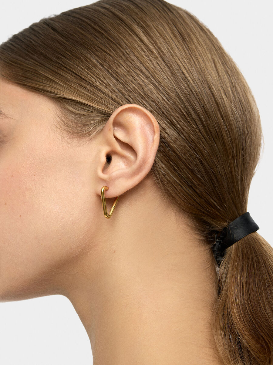 Elongated hoop earrings - stainless steel