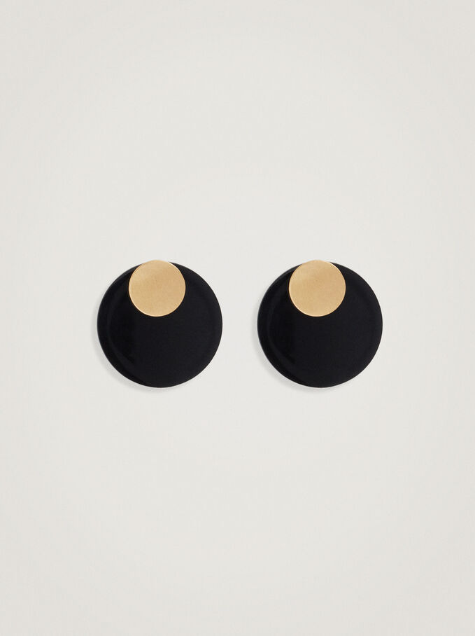 Two-Tone Earrings, Black, hi-res