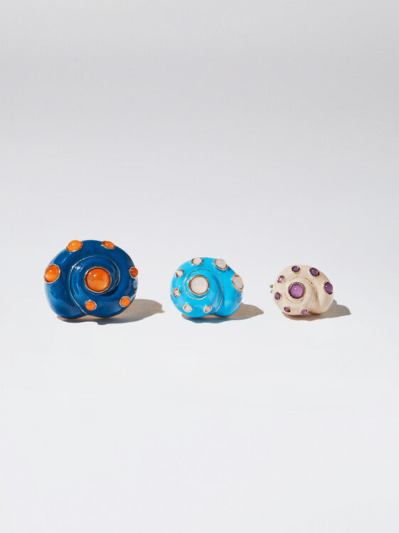 Conjunto De Anillos Multicolor, Multicor, hi-res