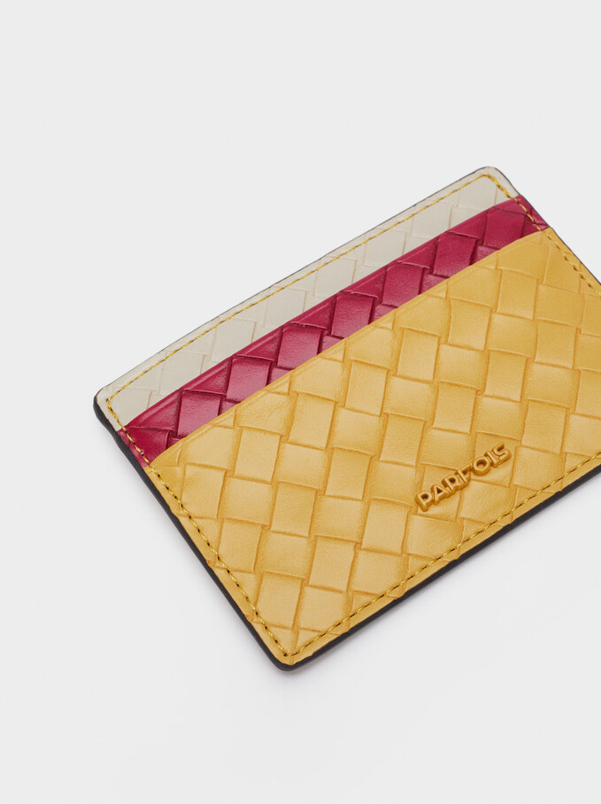 Woven Card Holder, Yellow, hi-res