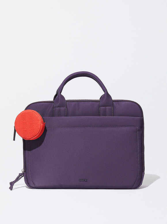 Nylon-Effect 15” Laptop Bag, Purple, hi-res
