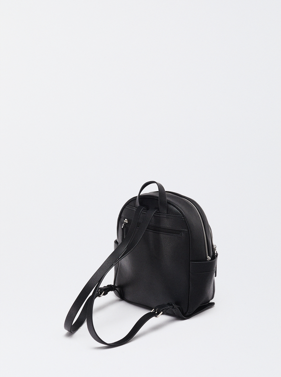Backpack With Heart Pendant, Black, hi-res