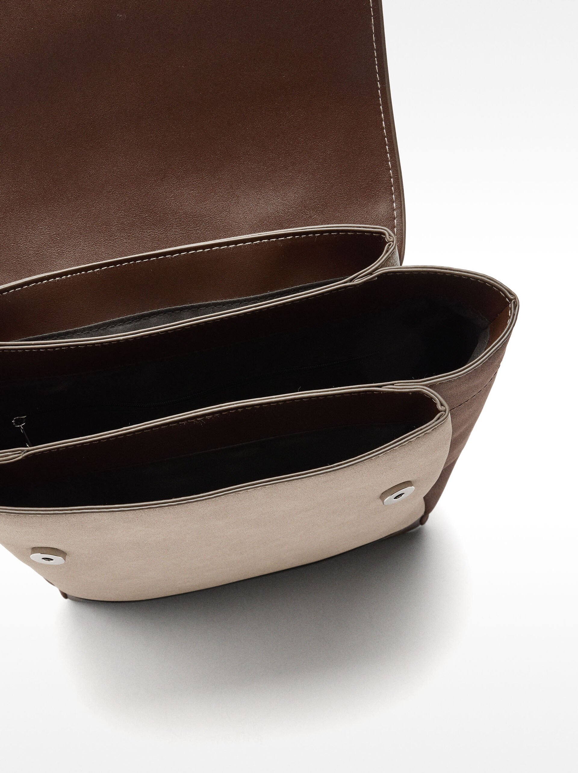 Leather-effect backpack with flap image number 3.0