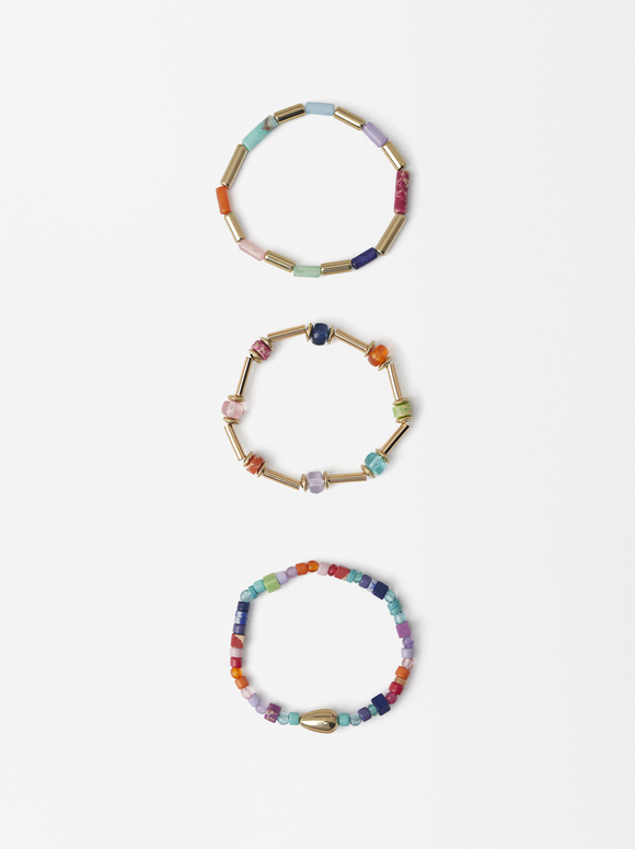 Set De Bracelets Élastiques Avec Pierre, Multicolore, hi-res