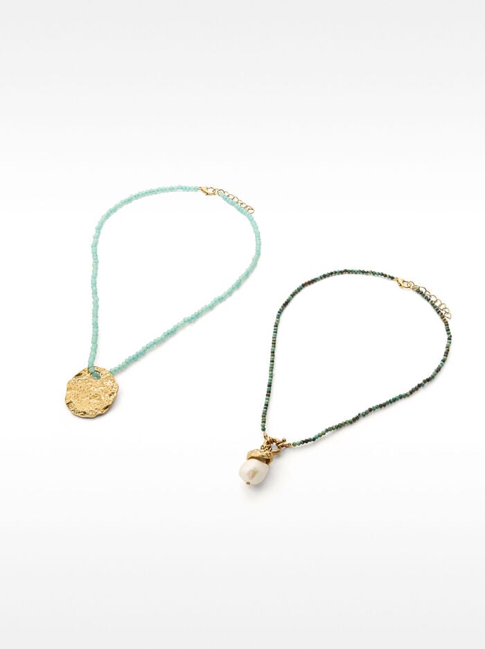 Set de collares de piedras con perla