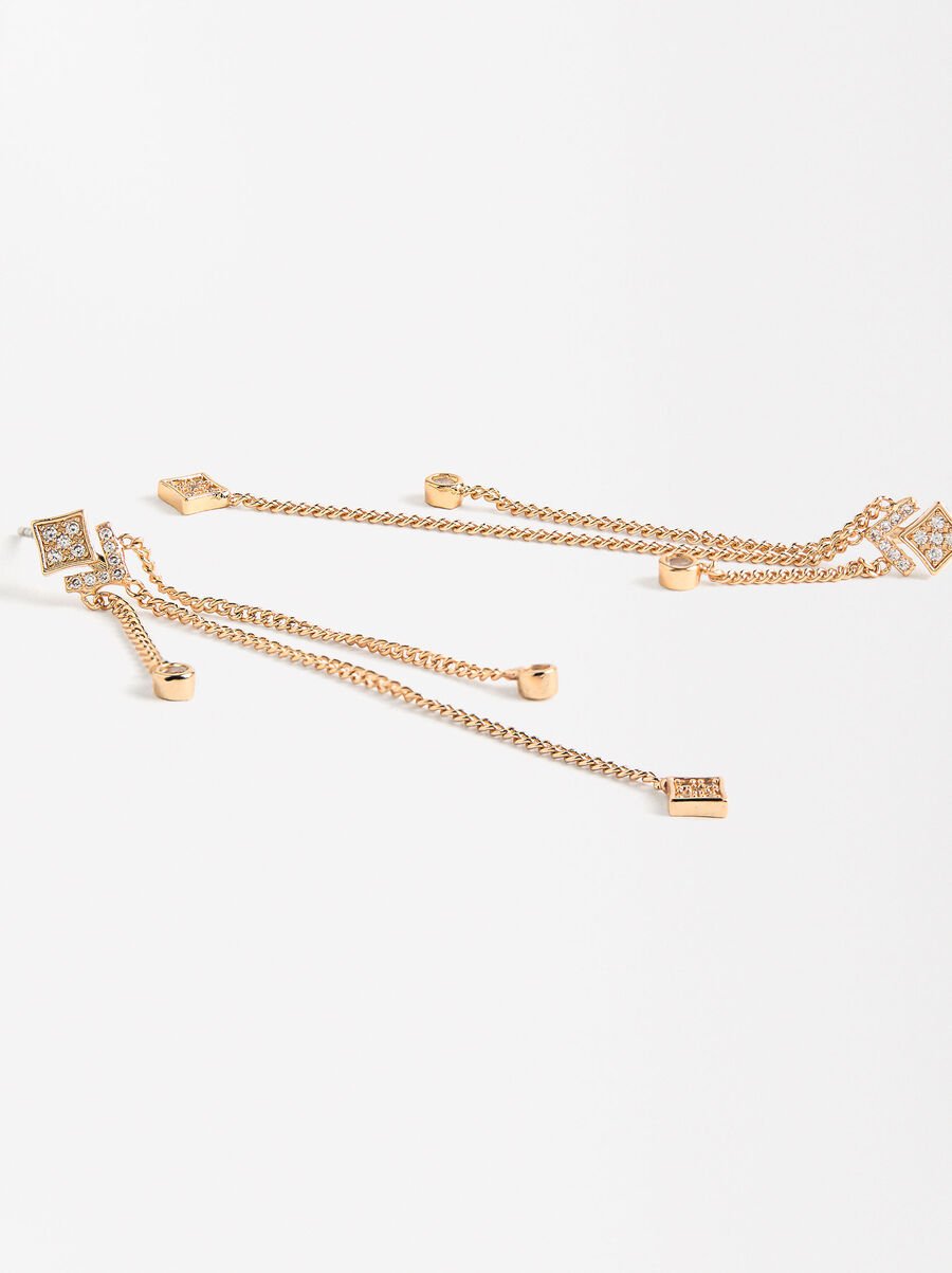 Long diamond-shaped earrings