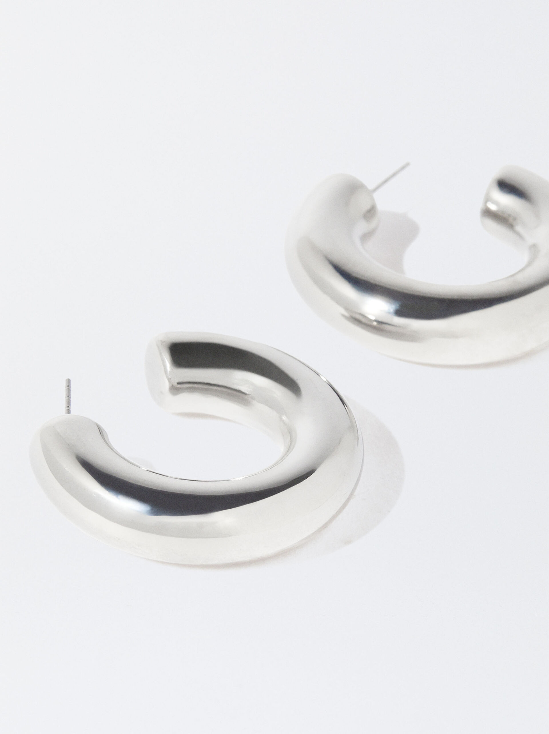 Silver Hoop Earrings image number 3.0
