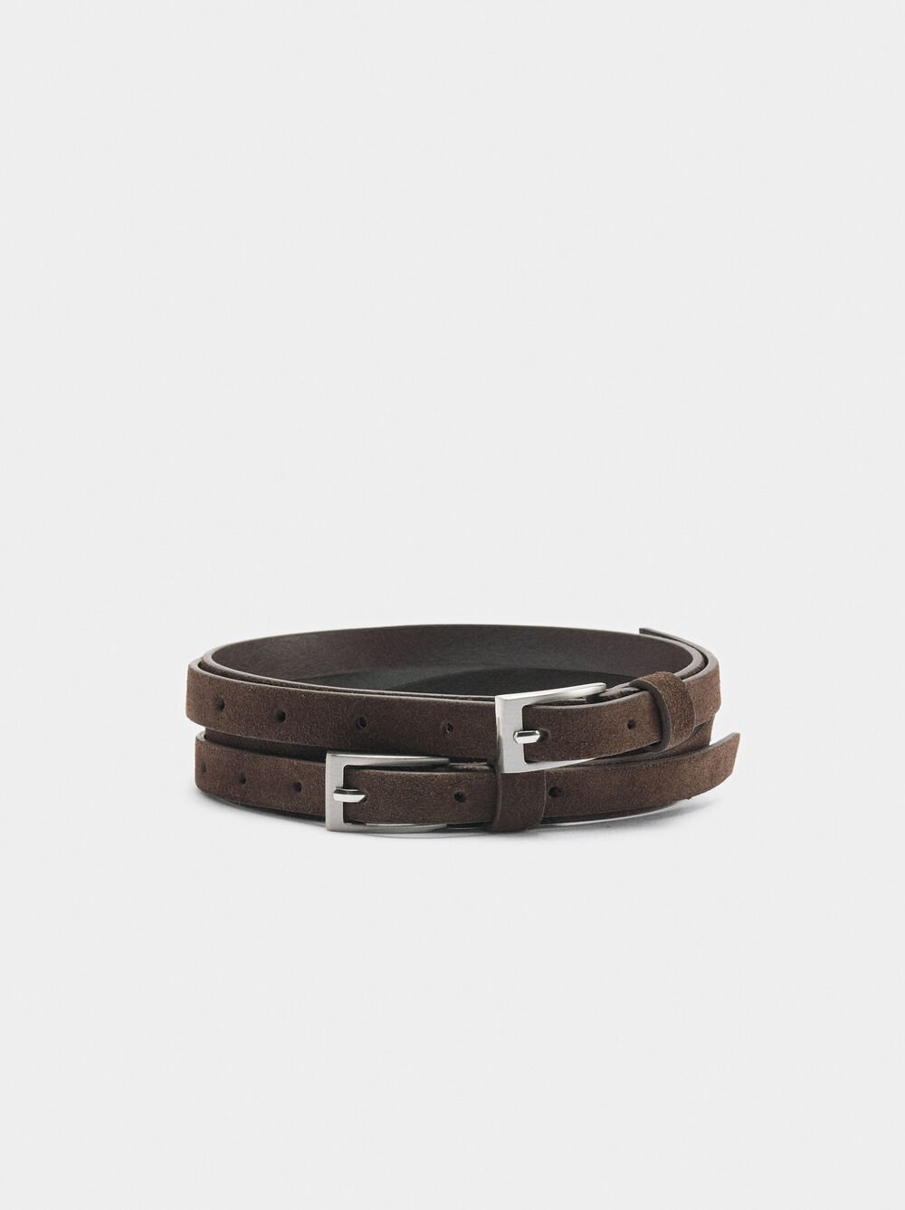 Ceinture en cuir effet double