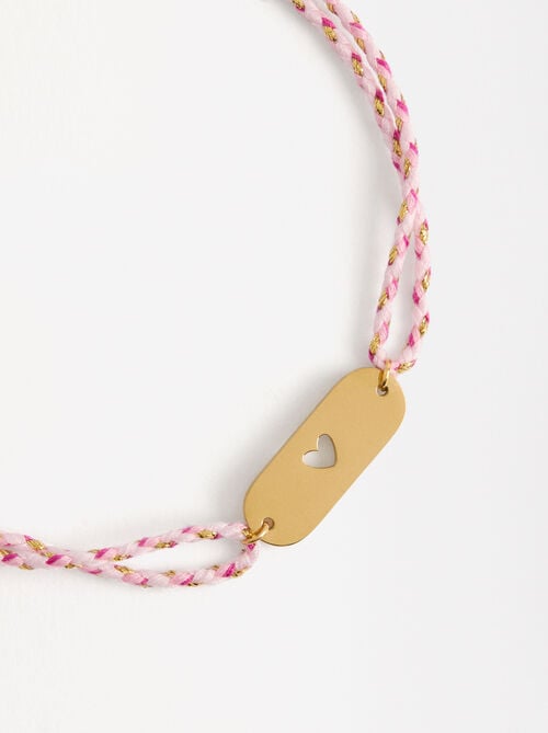 Pulsera ajustable placa corazón - acero inoxidable