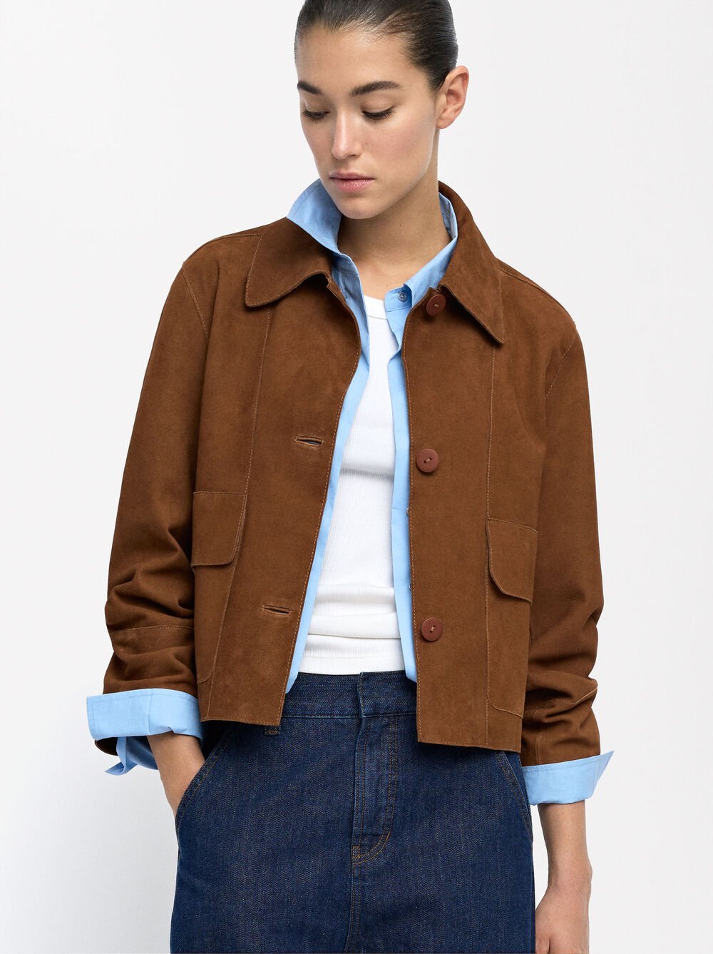 Veste en cuir avec poches