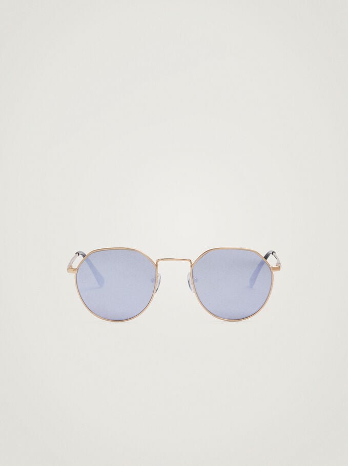 Round Sunglasses , Golden, hi-res