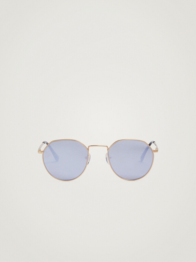 Round Sunglasses , Golden, hi-res