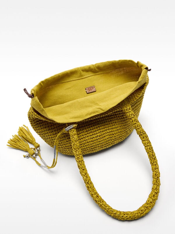 Straw-effect shoulder bag 