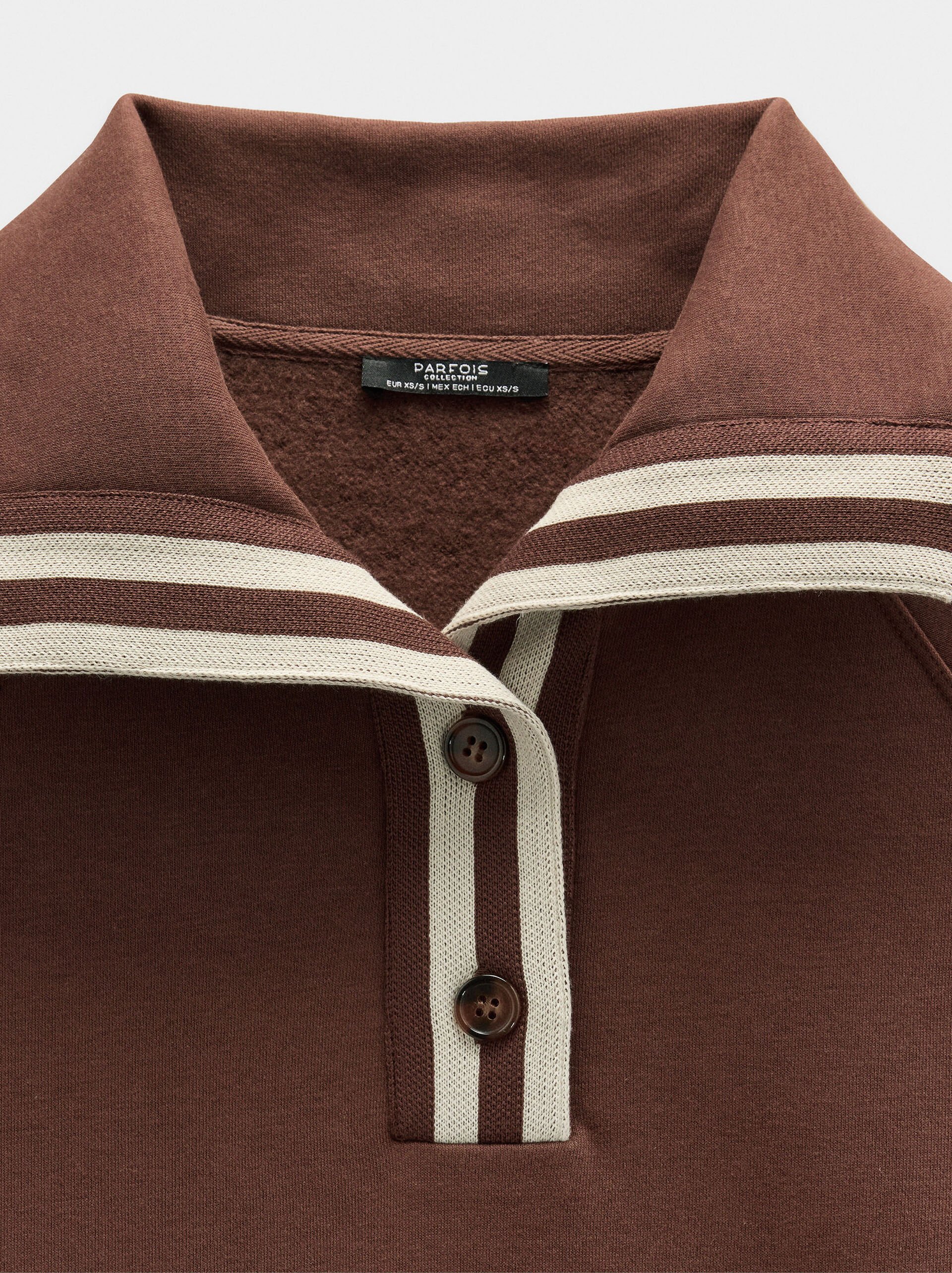 Sweatshirt col polo en rayures image number 5.0