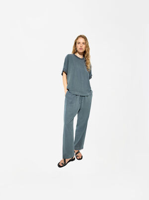Adjustable Loose-Fitting Trousers Pants With Drawstring image number 6.0