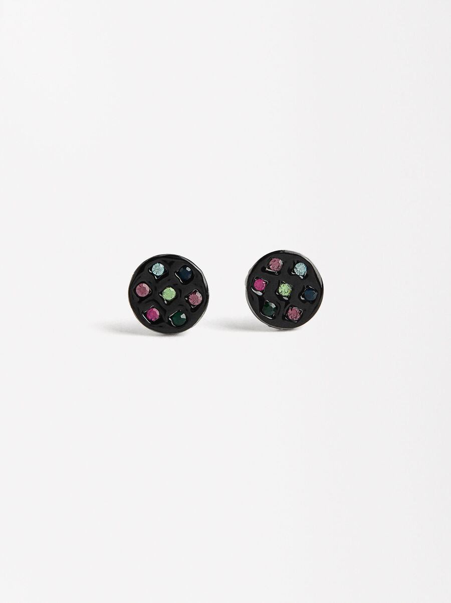 Round earrings with crystals