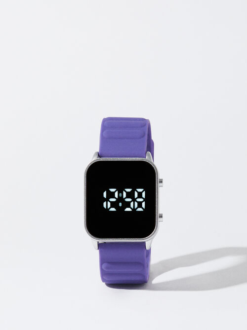 Digital Watch With Silicone Strap