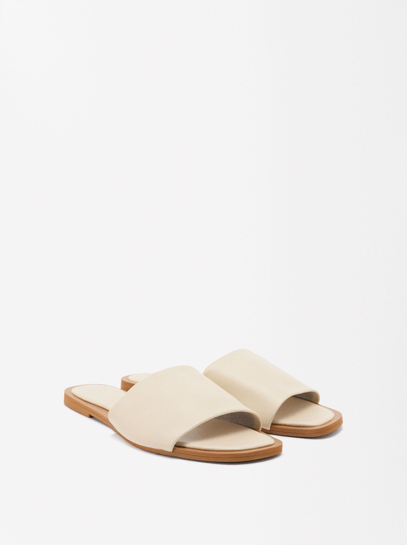 Napa Leather Sandals, White, hi-res