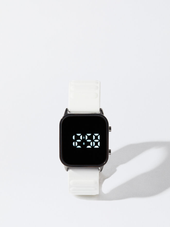 Digital Watch With Silicone Strap