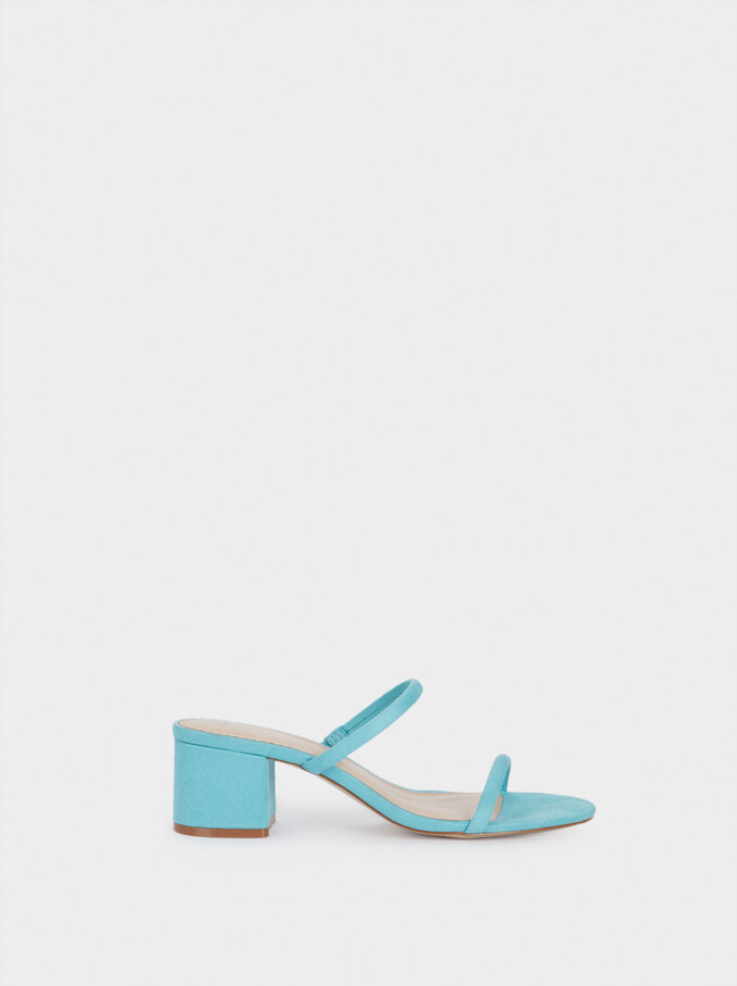 Sandalen Mit Absatz Und Riemen, Blau, hi-res