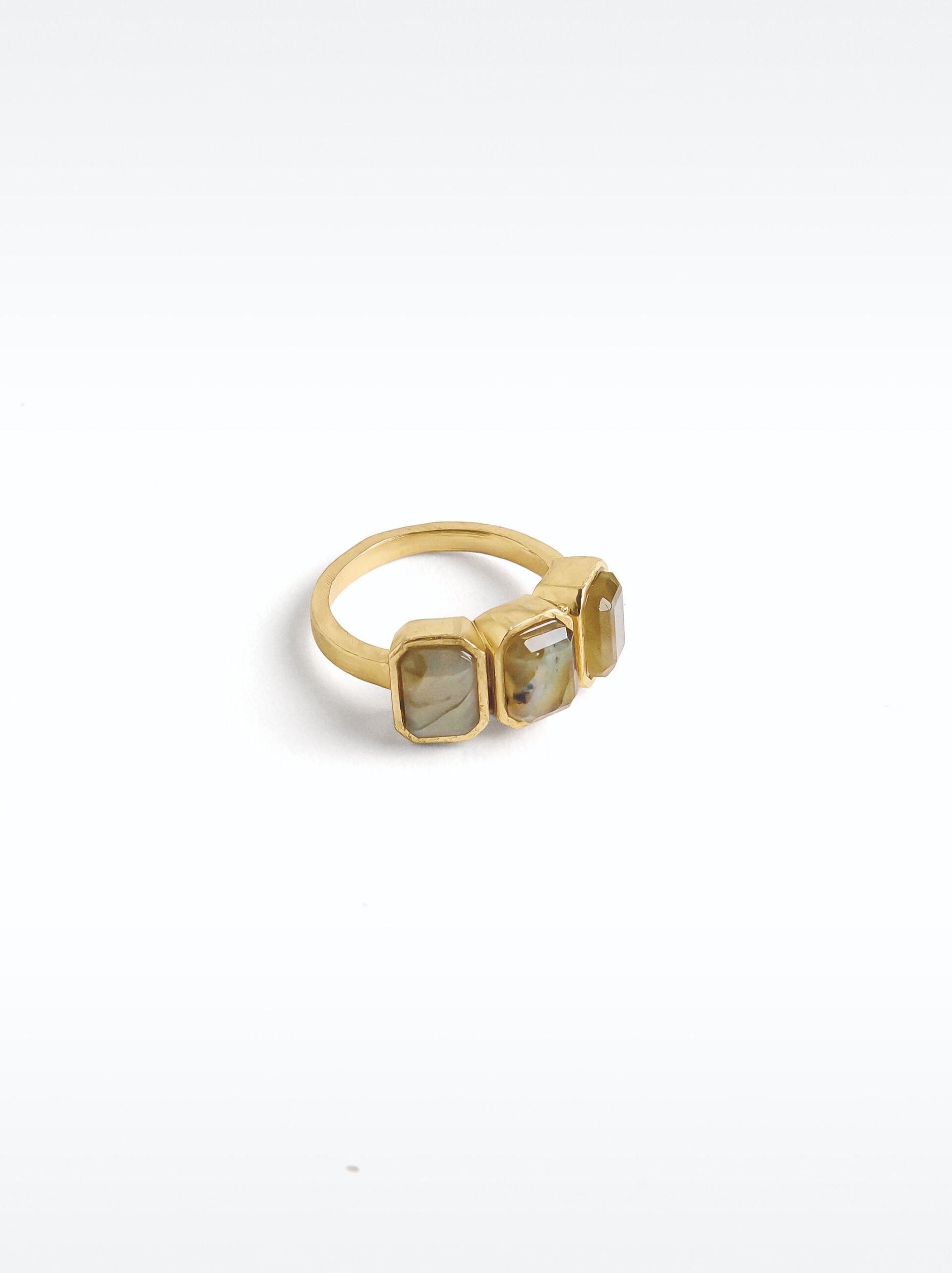 Square ring with stones image number 2.0