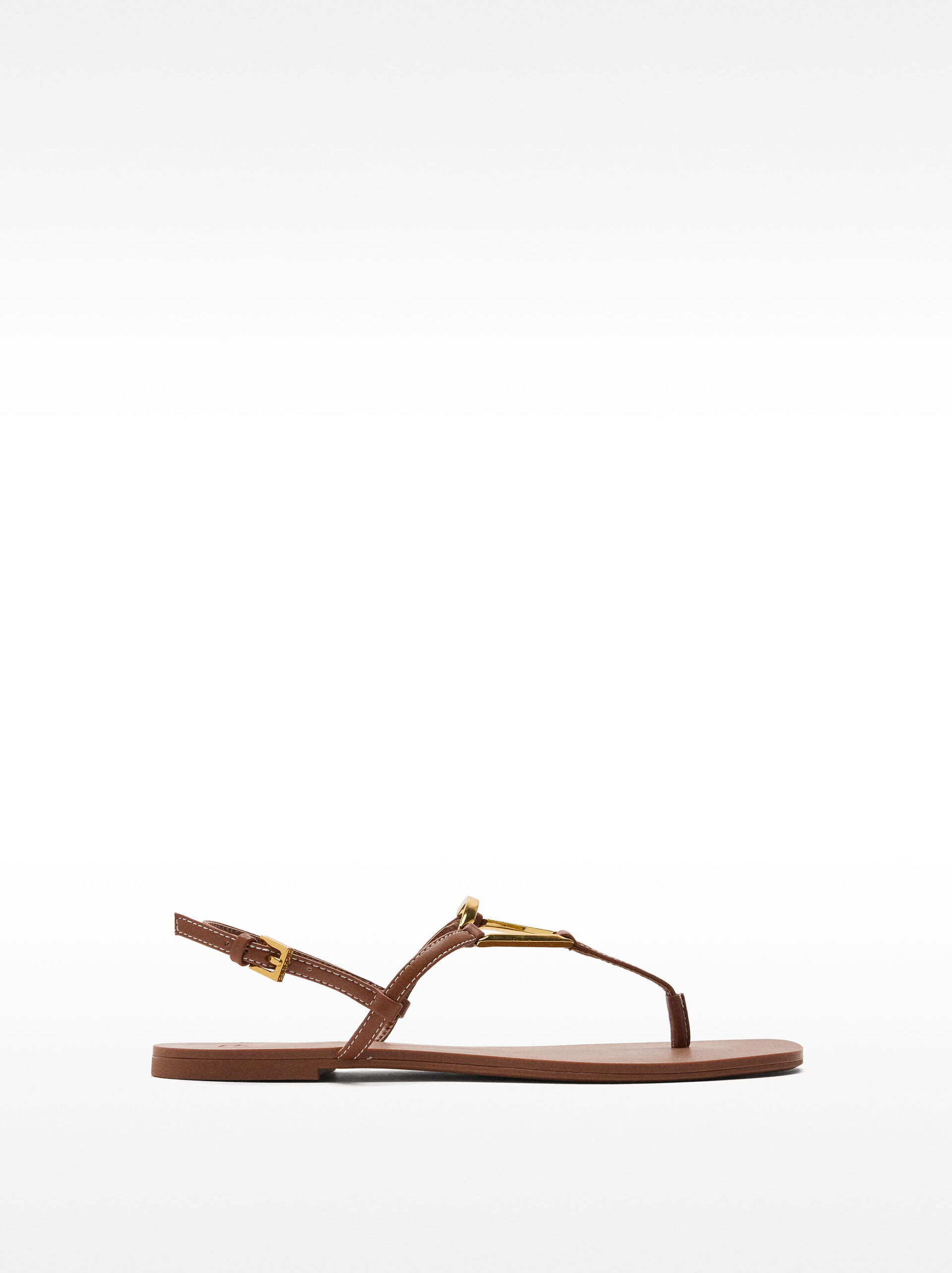 Flat sandals with metallic detail straps image number 1.0