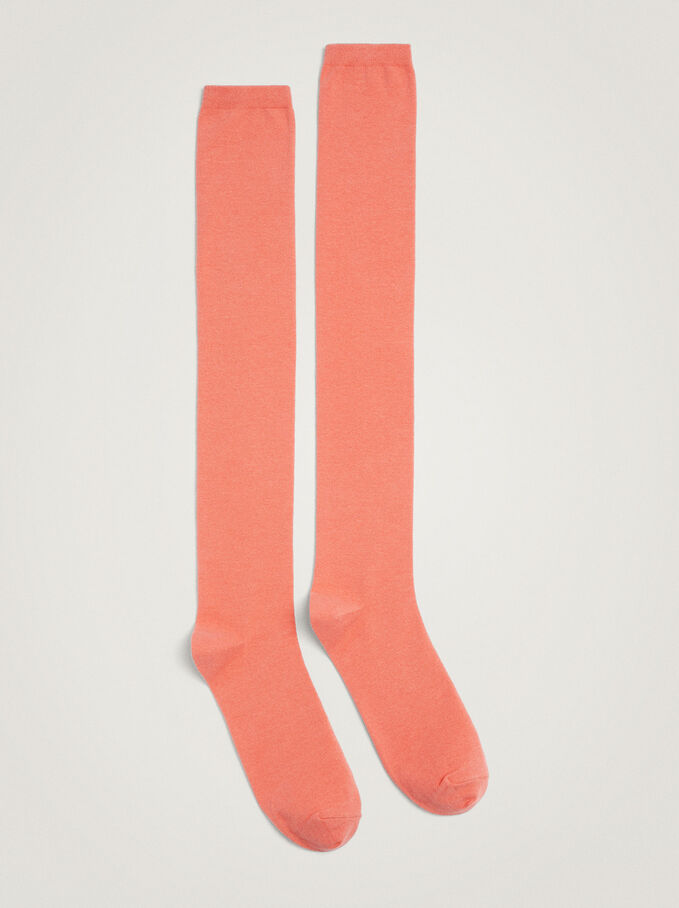 100% Cotton Socks, Pink, hi-res