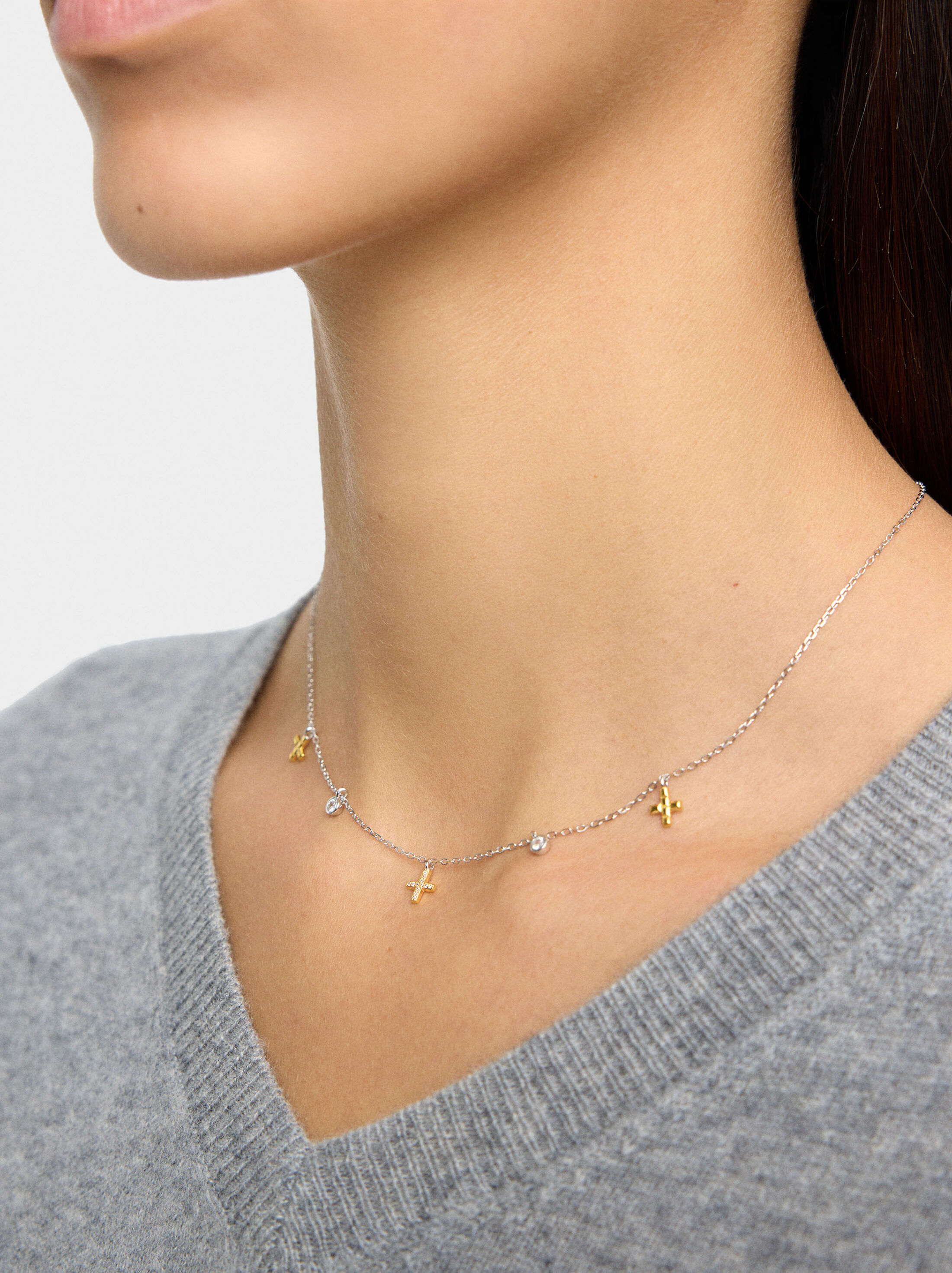 Collar con circonitas - plata de ley 925 image number 1.0