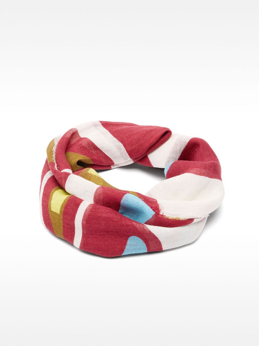 Printed scarf 100% linen
