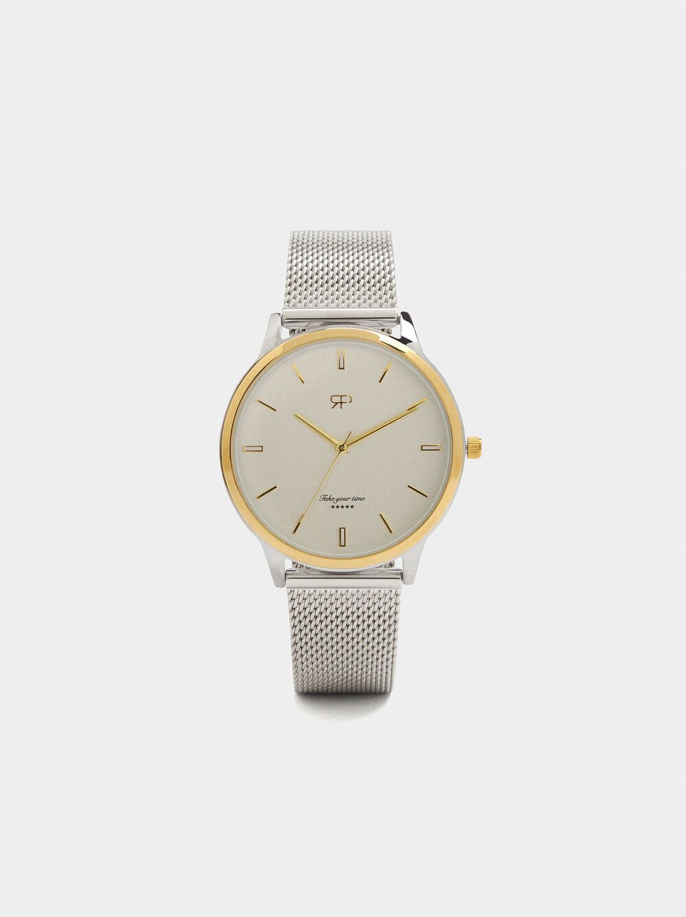 Bicolor watch with stainless steel metal mesh