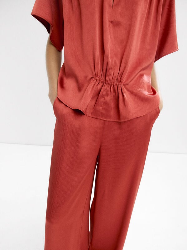 Satin blouse with ruched